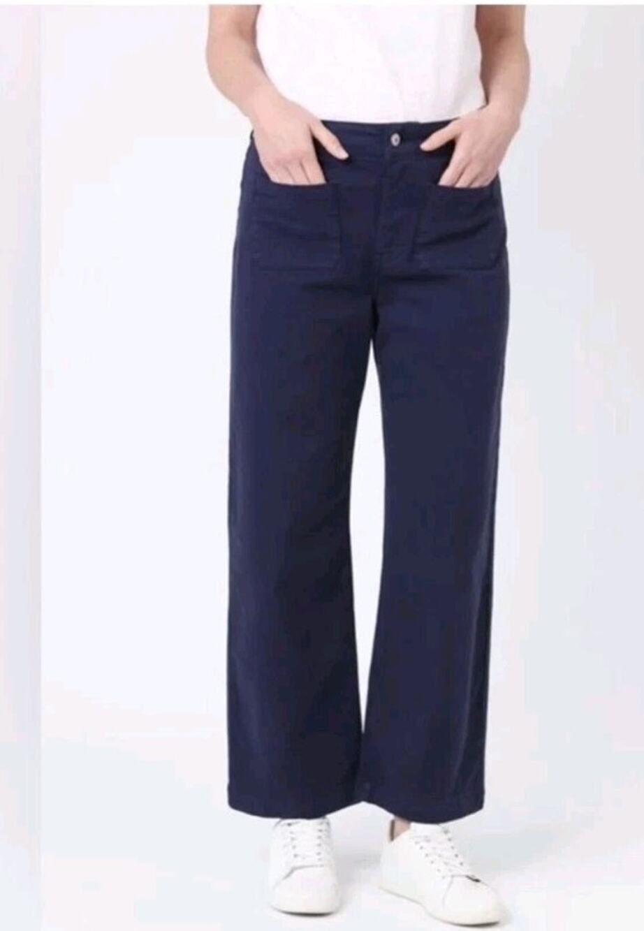 Anthropologie Avec Les Filles High Rise Wide Leg Utility Pants Navy Size Office